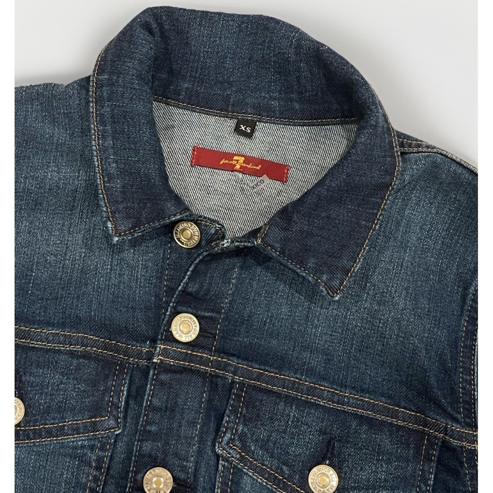 7 FOR ALL MANKIND Classic Denim Jacket Eden Port Dark Blue Women's Size XS - Picture 7 of 14